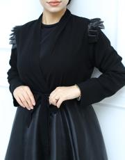 siyah 9605 viedal organze detaylı abaya 5