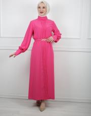 pembe 0035 kadriye baştürk gold kemerli elbise 2