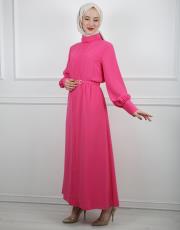 pembe 0035 kadriye baştürk gold kemerli elbise 6