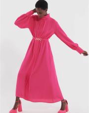 pembe 0035 kadriye baştürk gold kemerli elbise 7