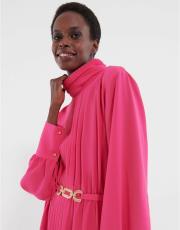 pembe 0035 kadriye baştürk gold kemerli elbise 8