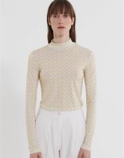 lila 0001 kadriye baştürk geometrik desenli dik yaka bluz