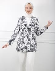 ekru 8033 white corner desenli ceket