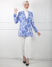 saks 8033 white corner desenli ceket