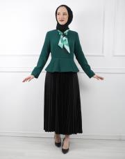 yeşil 8046 white corner elbise