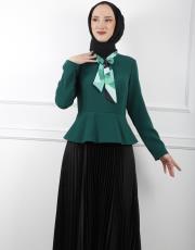 yeşil 8046 white corner elbise 3