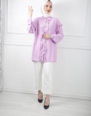 lila 0001 kadriye baştürk gold düğmeli pamuk gömlek 2