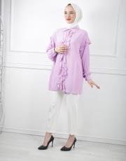 lila 0001 kadriye baştürk gold düğmeli pamuk gömlek 5