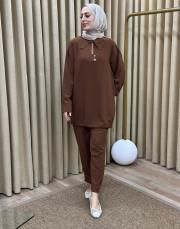 kahve 002 lysa studio relax pantolonlu takım