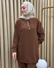 kahve 002 lysa studio relax pantolonlu takım 2