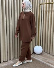 kahve 002 lysa studio relax pantolonlu takım 3