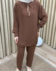 kahve 002 lysa studio relax pantolonlu takım 5