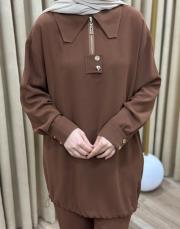 kahve 002 lysa studio relax pantolonlu takım 6