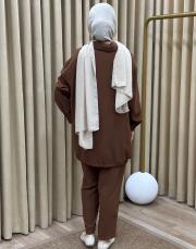 kahve 002 lysa studio relax pantolonlu takım 7