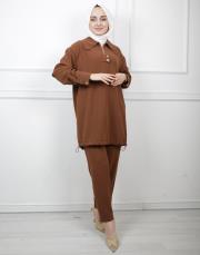 kahve 002 lysa studio relax pantolonlu takım 8