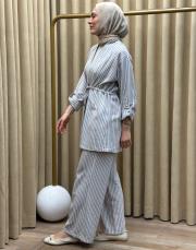 mavi 001 lysa studio keten marin ceketli takım 2