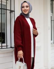 bordo 6004 lysa inşirah yumuş saçörgülü hırka
