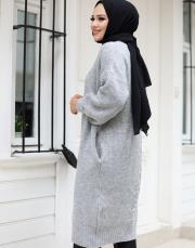 gri 6004 lysa inşirah yumuş saçörgülü hırka 2