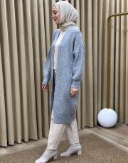 gri 6004 lysa inşirah yumuş saçörgülü hırka 7