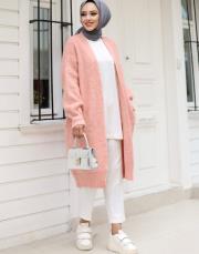 pudra 6004 lysa inşirah yumuş saçörgülü hırka 4