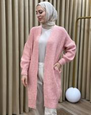 pudra 6004 lysa inşirah yumuş saçörgülü hırka 6