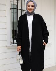 siyah 6004 lysa inşirah yumuş saçörgülü hırka 2