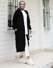 siyah 6004 lysa inşirah yumuş saçörgülü hırka 5