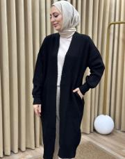 siyah 6004 lysa inşirah yumuş saçörgülü hırka 6