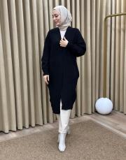 siyah 6004 lysa inşirah yumuş saçörgülü hırka 7