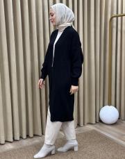 siyah 6004 lysa inşirah yumuş saçörgülü hırka 8