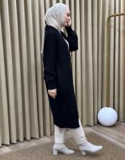 siyah 6004 lysa inşirah yumuş saçörgülü hırka 9