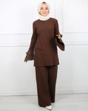 kahverengi 4584 missemramiss special kol taşlı triko takım 6