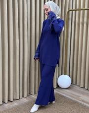 lacivert 4584 missemramiss special kol taşlı triko takım 2