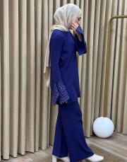 lacivert 4584 missemramiss special kol taşlı triko takım 4