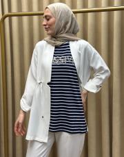 lacivert çizgili 4734 missemramiss taşlı tşört