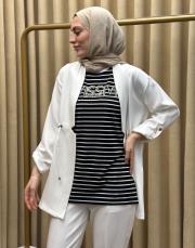 siyah cizgili 4734 missemramiss taşlı tşört