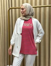 kırmızı çizgili 4734 missemramiss taşlı tşört