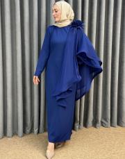 lacivert 3151 white corner abiye elbise