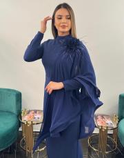 lacivert 3151 white corner abiye elbise 8