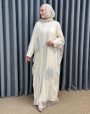 bej 2966 white corner abaya abiye