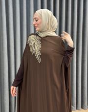 kahve 3185 white corner abiye elbise 3