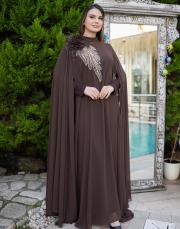 kahve 3185 white corner abiye elbise 8