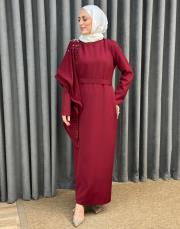 bordo 3253 white corner abiye