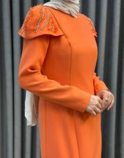 turuncu 30024 senna  baglıore abiye elbise 6