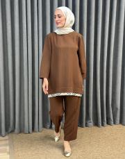 kahve 251885 micca ipekçe ferra pantolonlu takım