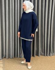 lacivert 251885 micca ipekçe ferra pantolonlu takım 2
