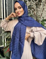 lacivert 251-3029 imannoor dama logo shiny jakar şal 3