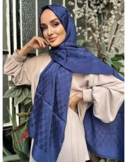 lacivert 251-3029 imannoor dama logo shiny jakar şal 4