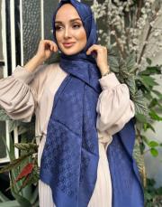 lacivert 251-3029 imannoor dama logo shiny jakar şal 5