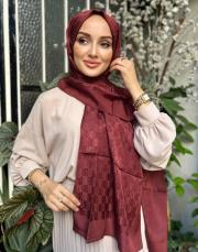 bordo burgundy 251-3029 imannoor dama logo shiny jakar şal 3